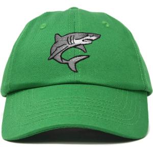 imageDALIX Shark Hat Embroidered Baseball Cap Great WhiteKelly Green