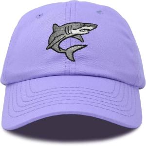 imageDALIX Shark Hat Embroidered Baseball Cap Great WhiteLavender