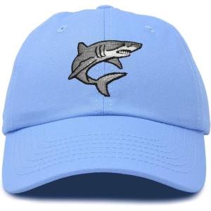 imageDALIX Shark Hat Embroidered Baseball Cap Great WhiteLight Blue