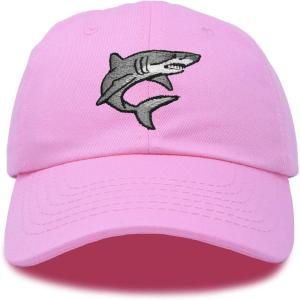 imageDALIX Shark Hat Embroidered Baseball Cap Great WhiteLight Pink