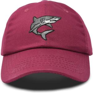 imageDALIX Shark Hat Embroidered Baseball Cap Great WhiteMaroon