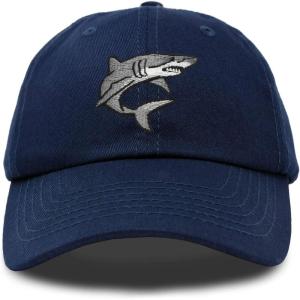 imageDALIX Shark Hat Embroidered Baseball Cap Great WhiteNavy Blue