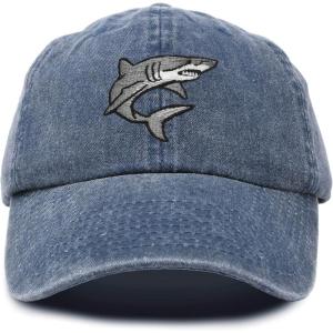 imageDALIX Shark Hat Embroidered Baseball Cap Great WhiteNavy Blue Vintage