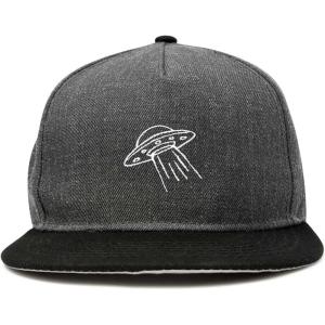 imageDALIX UFO Snapback Flat Bill Baseball Hat Embroidered Cap MensBlack Dark Gray