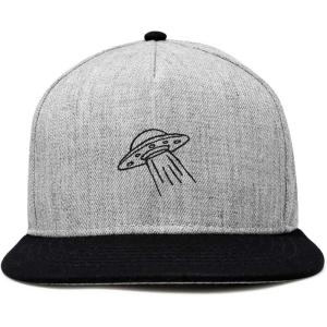 imageDALIX UFO Snapback Flat Bill Baseball Hat Embroidered Cap MensBlack Light Gray