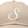 imageDALIX Initial Hat Letter S Womens Baseball Cap Monogram Cursive EmbroiderKhaki