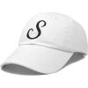 imageDALIX Initial Hat Letter S Womens Baseball Cap Monogram Cursive EmbroiderWhite