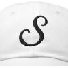 imageDALIX Initial Hat Letter S Womens Baseball Cap Monogram Cursive EmbroiderWhite