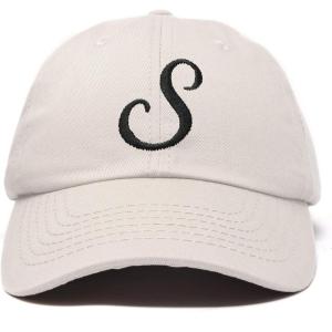 imageDALIX Initial Hat Letter S Womens Baseball Cap Monogram Cursive EmbroiderBeige