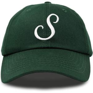 imageDALIX Initial Hat Letter S Womens Baseball Cap Monogram Cursive EmbroiderDark Green