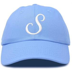 imageDALIX Initial Hat Letter S Womens Baseball Cap Monogram Cursive EmbroiderLight Blue