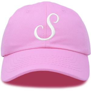 imageDALIX Initial Hat Letter S Womens Baseball Cap Monogram Cursive EmbroiderLight Pink