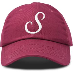 imageDALIX Initial Hat Letter S Womens Baseball Cap Monogram Cursive EmbroiderMaroon