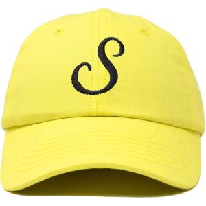 imageDALIX Initial Hat Letter S Womens Baseball Cap Monogram Cursive EmbroiderMinion Yellow