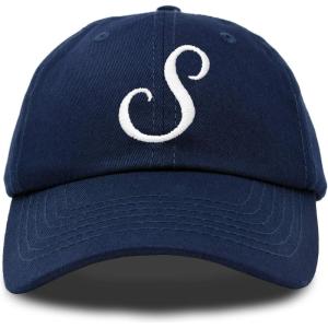 imageDALIX Initial Hat Letter S Womens Baseball Cap Monogram Cursive EmbroiderNavy Blue