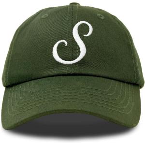 imageDALIX Initial Hat Letter S Womens Baseball Cap Monogram Cursive EmbroiderOlive