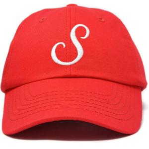 imageDALIX Initial Hat Letter S Womens Baseball Cap Monogram Cursive EmbroiderRed