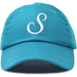 imageDALIX Initial Hat Letter S Womens Baseball Cap Monogram Cursive EmbroiderTeal
