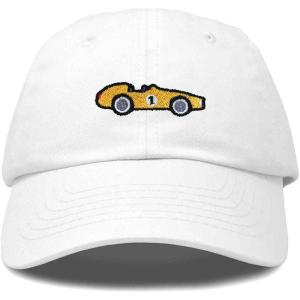 imageDALIX Race Car Embroidered Dad Cap Classic Cotton Baseball Hat MensWhite