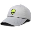 imageDALIX Alien Embroidered UFO Dad Hat Cotton Baseball Cap Adjustable MensGray