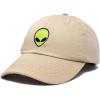 imageDALIX Alien Embroidered UFO Dad Hat Cotton Baseball Cap Adjustable MensKhaki