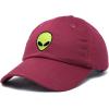 imageDALIX Alien Embroidered UFO Dad Hat Cotton Baseball Cap Adjustable MensMaroon