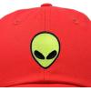 imageDALIX Alien Embroidered UFO Dad Hat Cotton Baseball Cap Adjustable MensRed
