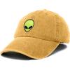 imageDALIX Alien Embroidered UFO Dad Hat Cotton Baseball Cap Adjustable MensWashed Gold