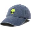 imageDALIX Alien Embroidered UFO Dad Hat Cotton Baseball Cap Adjustable MensWashed Navy Blue