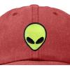 imageDALIX Alien Embroidered UFO Dad Hat Cotton Baseball Cap Adjustable MensWashed Red