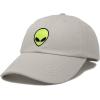 imageDALIX Alien Embroidered UFO Dad Hat Cotton Baseball Cap Adjustable MensWashed Stone White