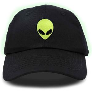 imageDALIX Alien Embroidered UFO Dad Hat Cotton Baseball Cap Adjustable MensBlack