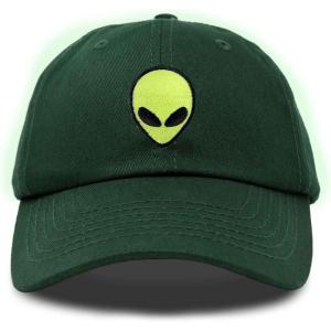 imageDALIX Alien Embroidered UFO Dad Hat Cotton Baseball Cap Adjustable MensDark Green