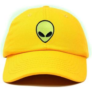 imageDALIX Alien Embroidered UFO Dad Hat Cotton Baseball Cap Adjustable MensGold