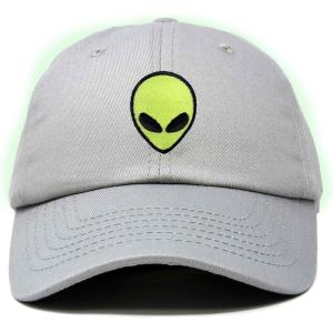 imageDALIX Alien Embroidered UFO Dad Hat Cotton Baseball Cap Adjustable MensGray
