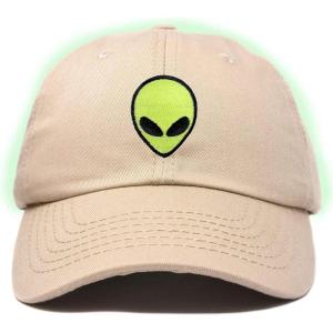 imageDALIX Alien Embroidered UFO Dad Hat Cotton Baseball Cap Adjustable MensKhaki