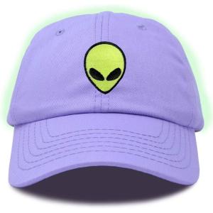 imageDALIX Alien Embroidered UFO Dad Hat Cotton Baseball Cap Adjustable MensLavender