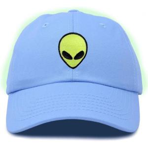 imageDALIX Alien Embroidered UFO Dad Hat Cotton Baseball Cap Adjustable MensLight Blue