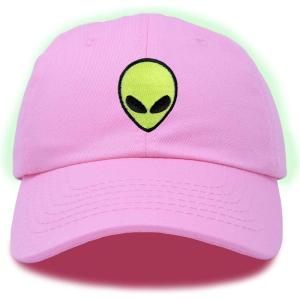 imageDALIX Alien Embroidered UFO Dad Hat Cotton Baseball Cap Adjustable MensLight Pink
