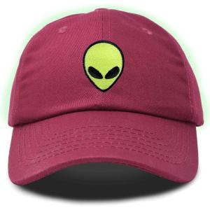 imageDALIX Alien Embroidered UFO Dad Hat Cotton Baseball Cap Adjustable MensMaroon