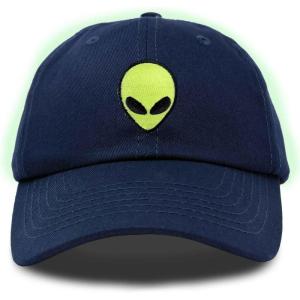 imageDALIX Alien Embroidered UFO Dad Hat Cotton Baseball Cap Adjustable MensNavy Blue