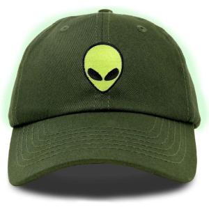 imageDALIX Alien Embroidered UFO Dad Hat Cotton Baseball Cap Adjustable MensOlive
