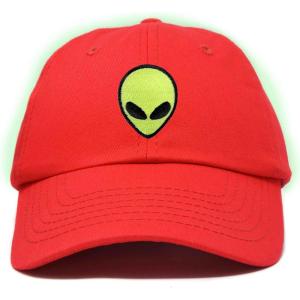 imageDALIX Alien Embroidered UFO Dad Hat Cotton Baseball Cap Adjustable MensRed