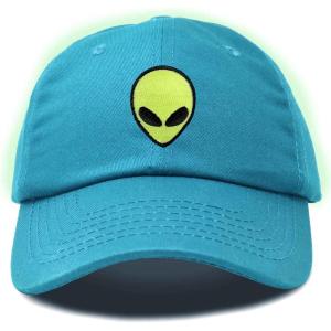 imageDALIX Alien Embroidered UFO Dad Hat Cotton Baseball Cap Adjustable MensTeal