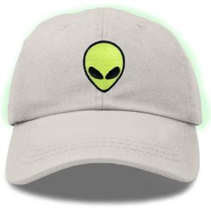 imageDALIX Alien Embroidered UFO Dad Hat Cotton Baseball Cap Adjustable MensWashed Stone White