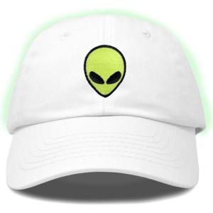 imageDALIX Alien Embroidered UFO Dad Hat Cotton Baseball Cap Adjustable MensWhite