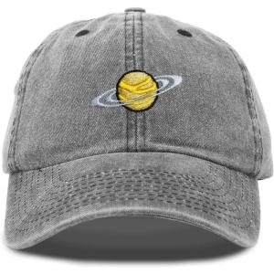 imageDALIX Embroidered Saturn Baseball Cap Cotton Dad Hat MenWashed Black