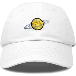 imageDALIX Embroidered Saturn Baseball Cap Cotton Dad Hat MenWhite