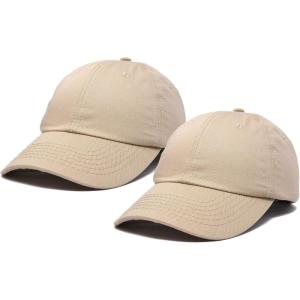 imageDALIX Plain Dad Hats 2 PackKhaki