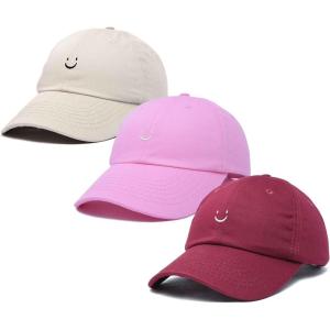 imageDALIX Smiley Face 3 Pack Dad Cap Embroidered Cotton Adjustable Baseball Hat Adult Men WomenColor 1